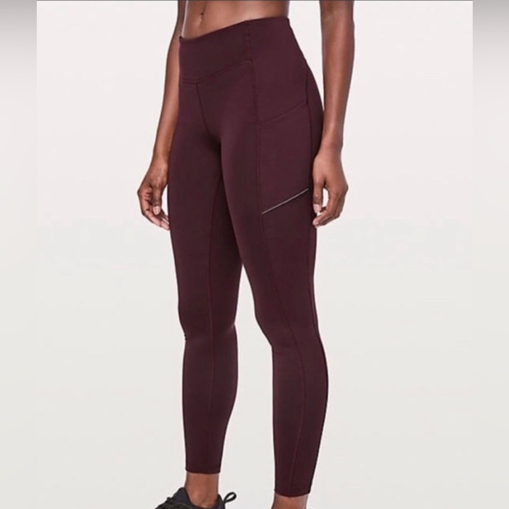Lululemon All The Right Places Legging - Size 4 - Maroon - With Pockets